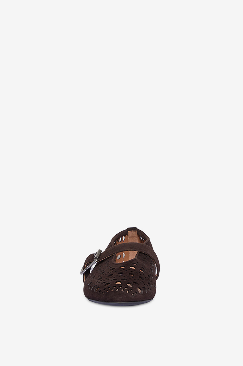 ALAÏA Ballerines à bride en daim ajouré Vienne Femme MARRON FONCÉ 2