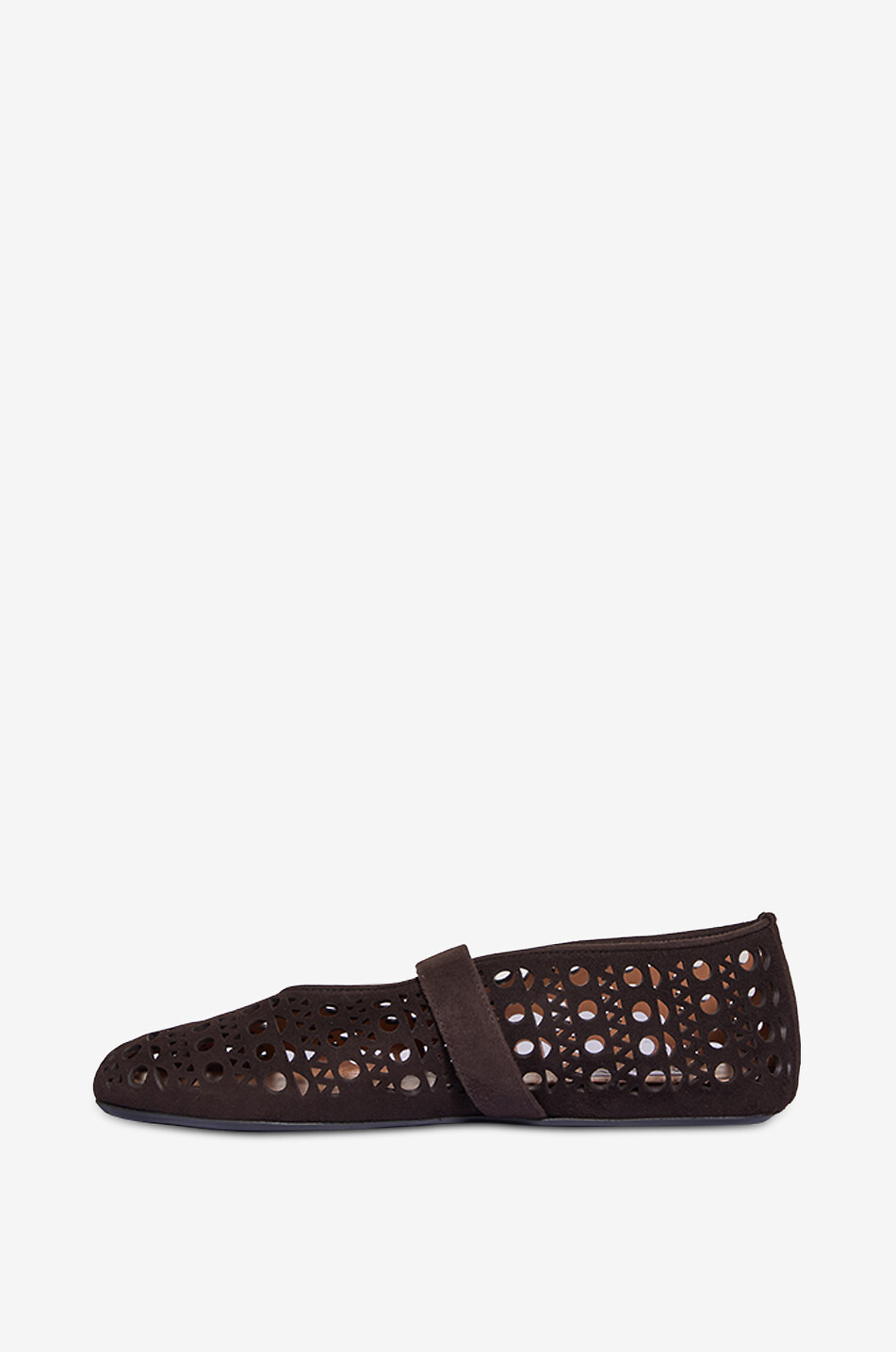 ALAÏA Ballerines à bride en daim ajouré Vienne Femme MARRON FONCÉ 3