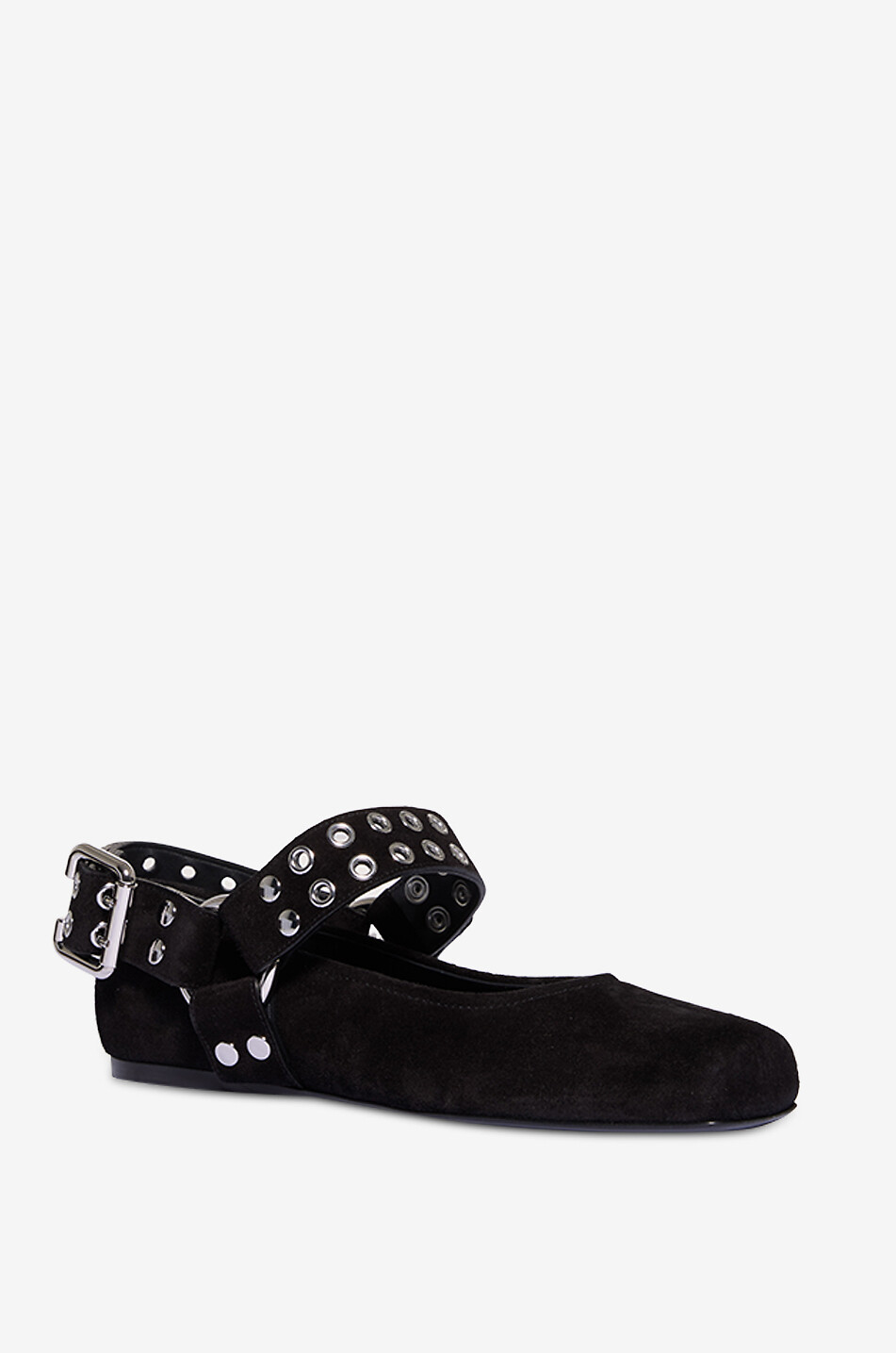 ALAÏA Wildleder-Ballerinas mit Riemchen und Ösen Biker Damen SCHWARZ 1