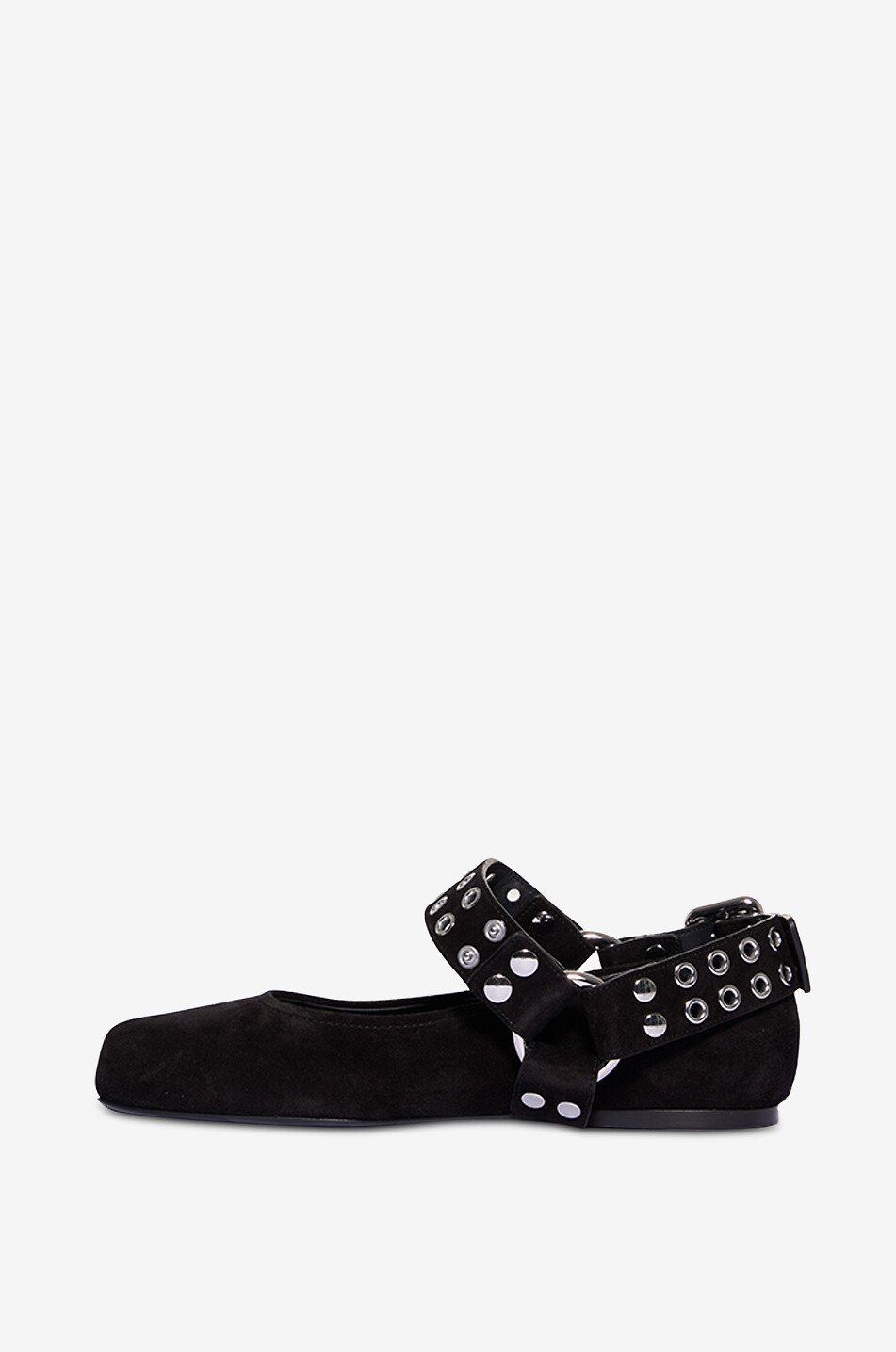 ALAÏA Wildleder-Ballerinas mit Riemchen und Ösen Biker Damen SCHWARZ 3
