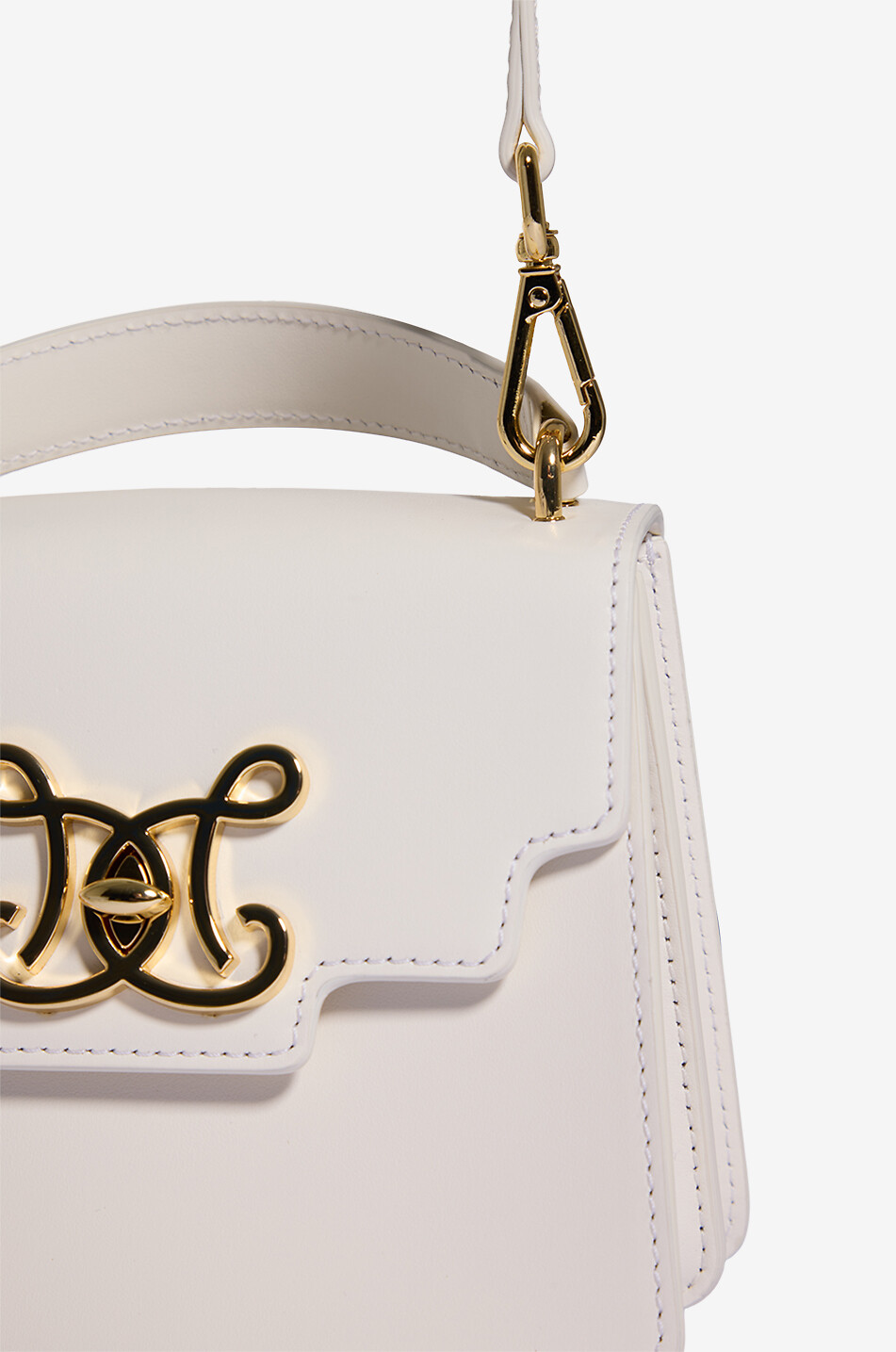 DE MARQUET Sac à main en cuir à monogramme Signature Baby Femme BLANC CASSE 6