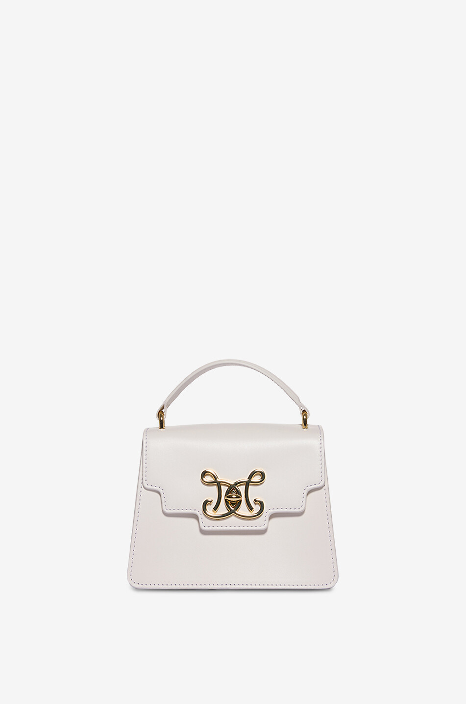DE MARQUET Sac à main en cuir à monogramme Signature Baby Femme BLANC CASSE 1