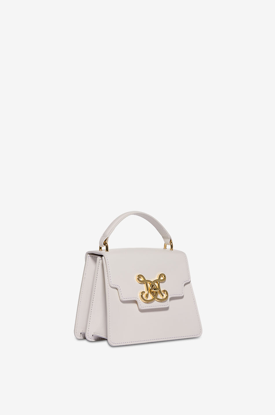 DE MARQUET Sac à main en cuir à monogramme Signature Baby Femme BLANC CASSE 2