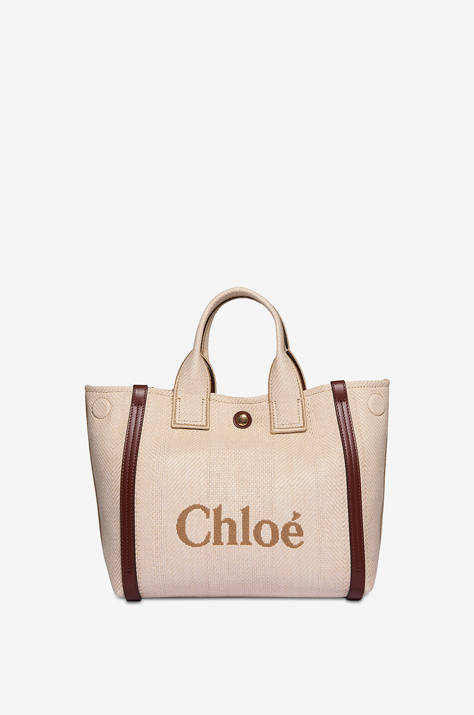 CHLOE Sac cabas en toile effet raphia Chloé Carry Small Femme Beige clair 1