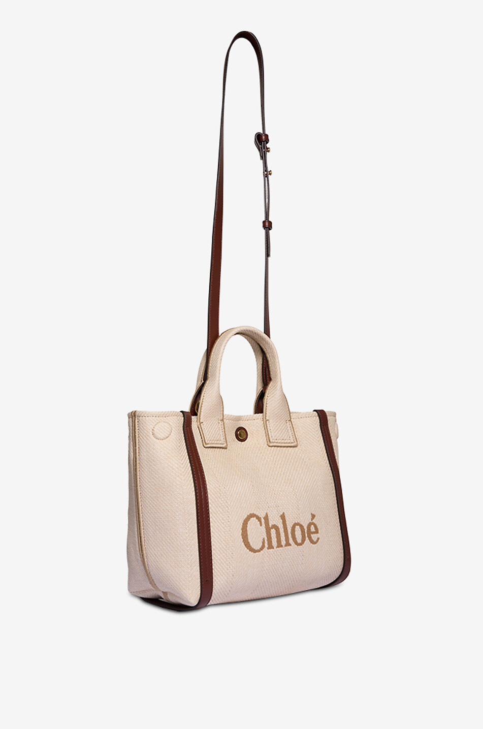 CHLOE Sac cabas en toile effet raphia Chloé Carry Small Femme Beige clair 5