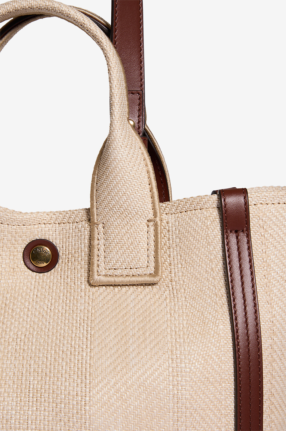 CHLOE Sac cabas en toile effet raphia Chloé Carry Small Femme Beige clair 6