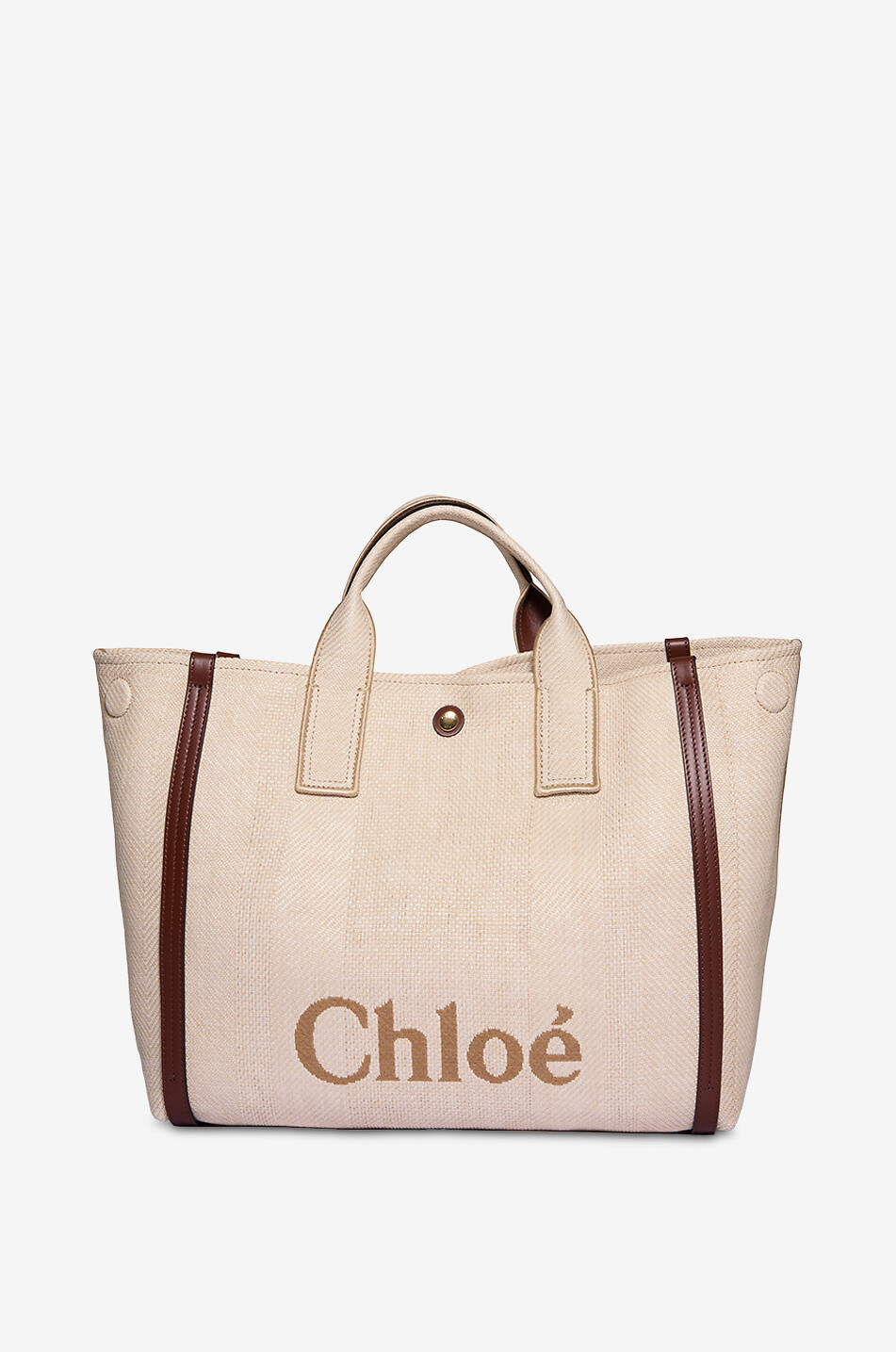 CHLOE Sac cabas tressé orné de cuir Carry Medium Femme Beige clair 1