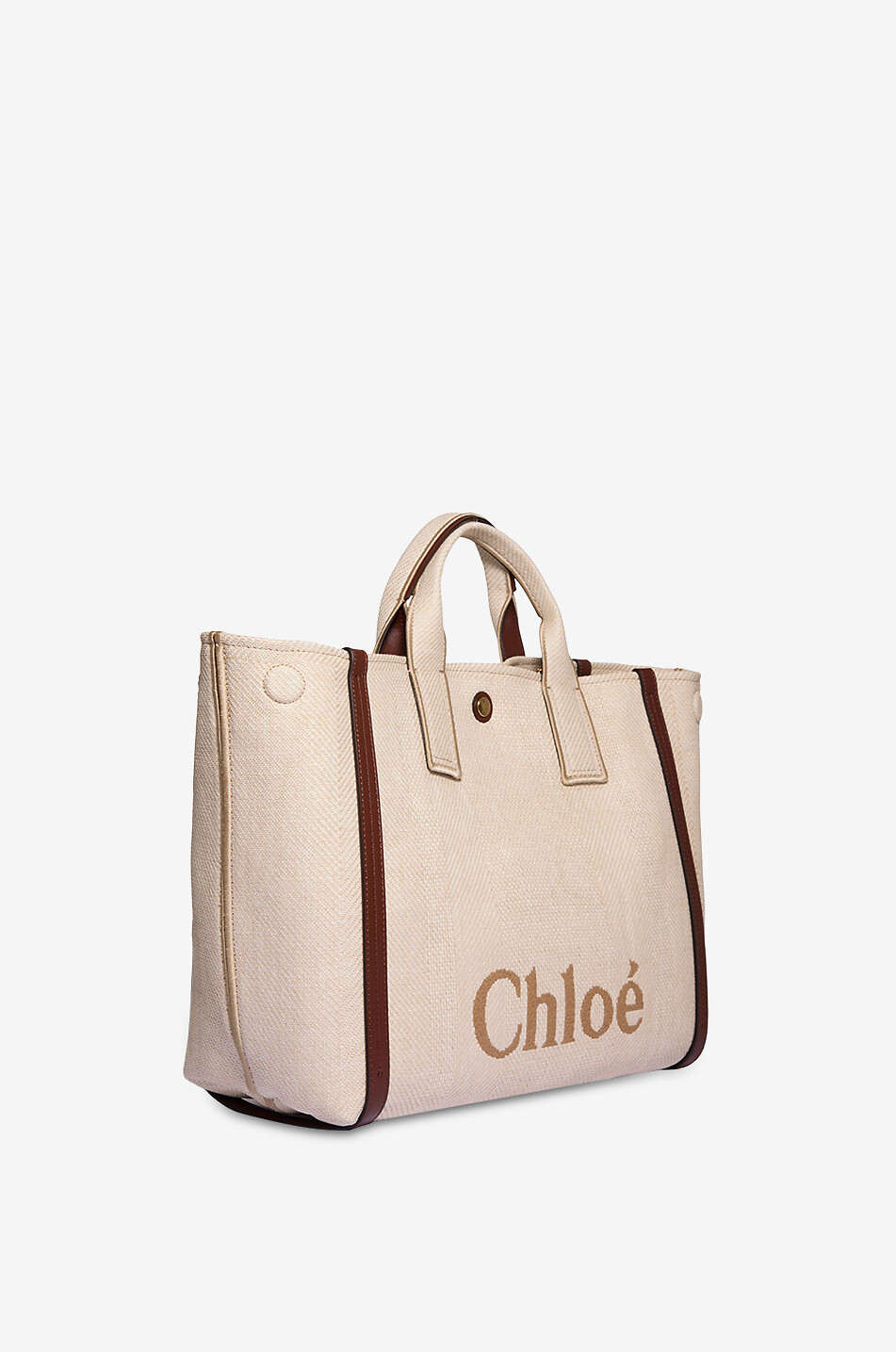 CHLOE Sac cabas tressé orné de cuir Carry Medium Femme Beige clair 2