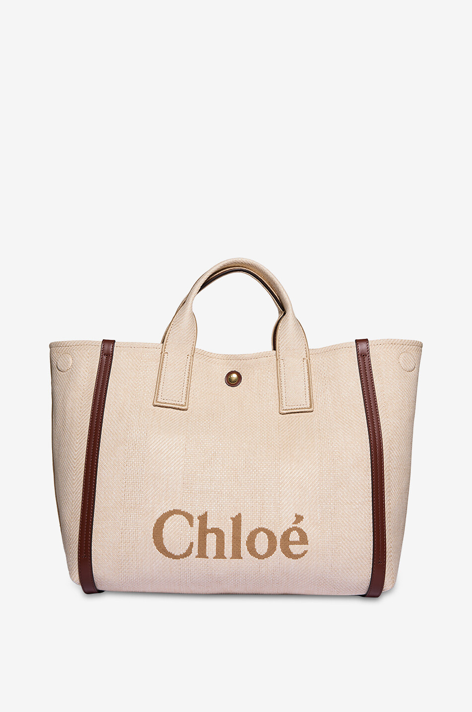 CHLOE Sac cabas tressé orné de cuir Carry Medium Femme Beige clair 3