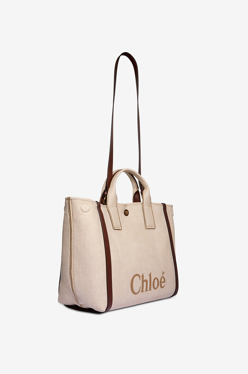 CHLOE Sac cabas tressé orné de cuir Carry Medium Femme Beige clair 5