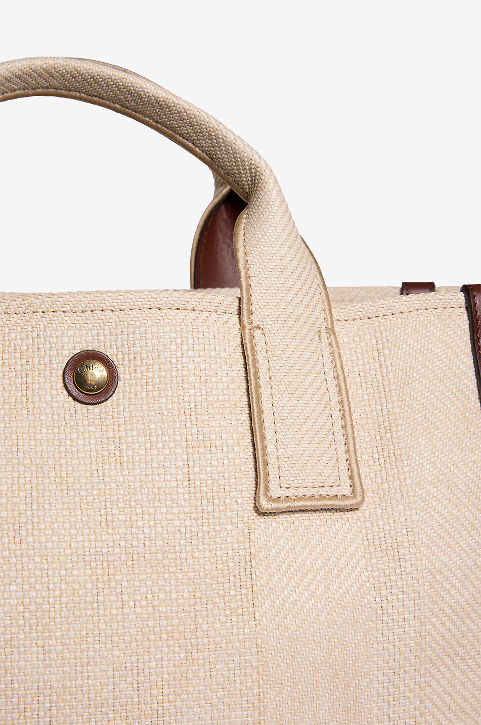 CHLOE Sac cabas tressé orné de cuir Carry Medium Femme Beige clair 6