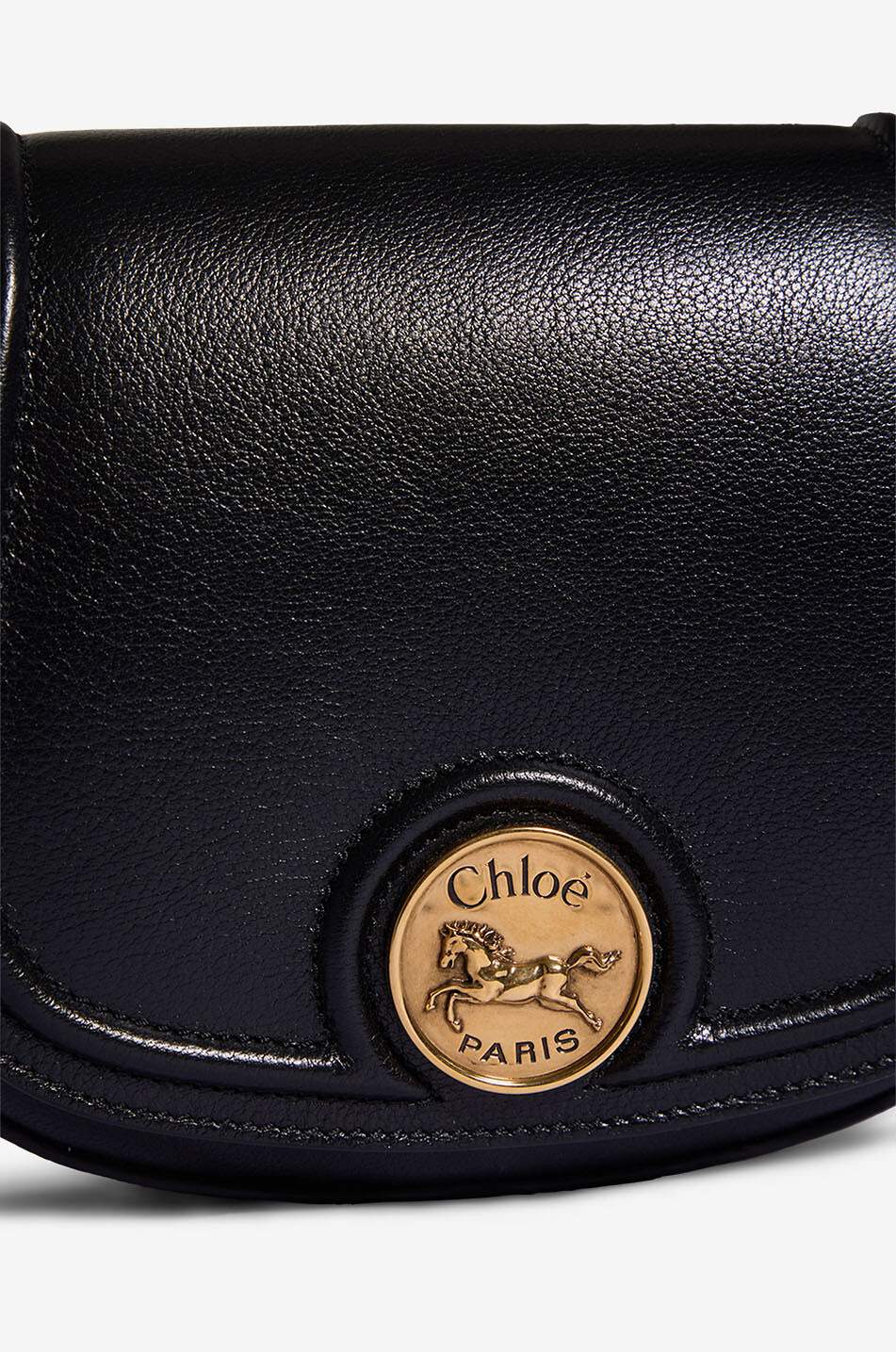 CHLOE Horse Medal Sadle bag in grained leather Women BLACK 5