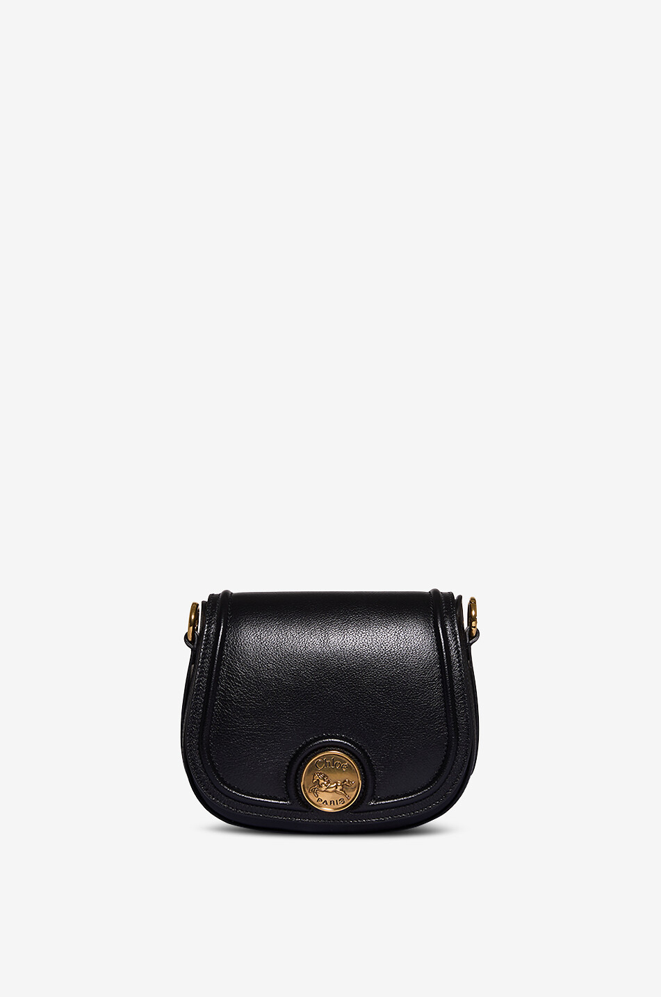CHLOE Horse Medal Sadle bag in grained leather Women BLACK 1