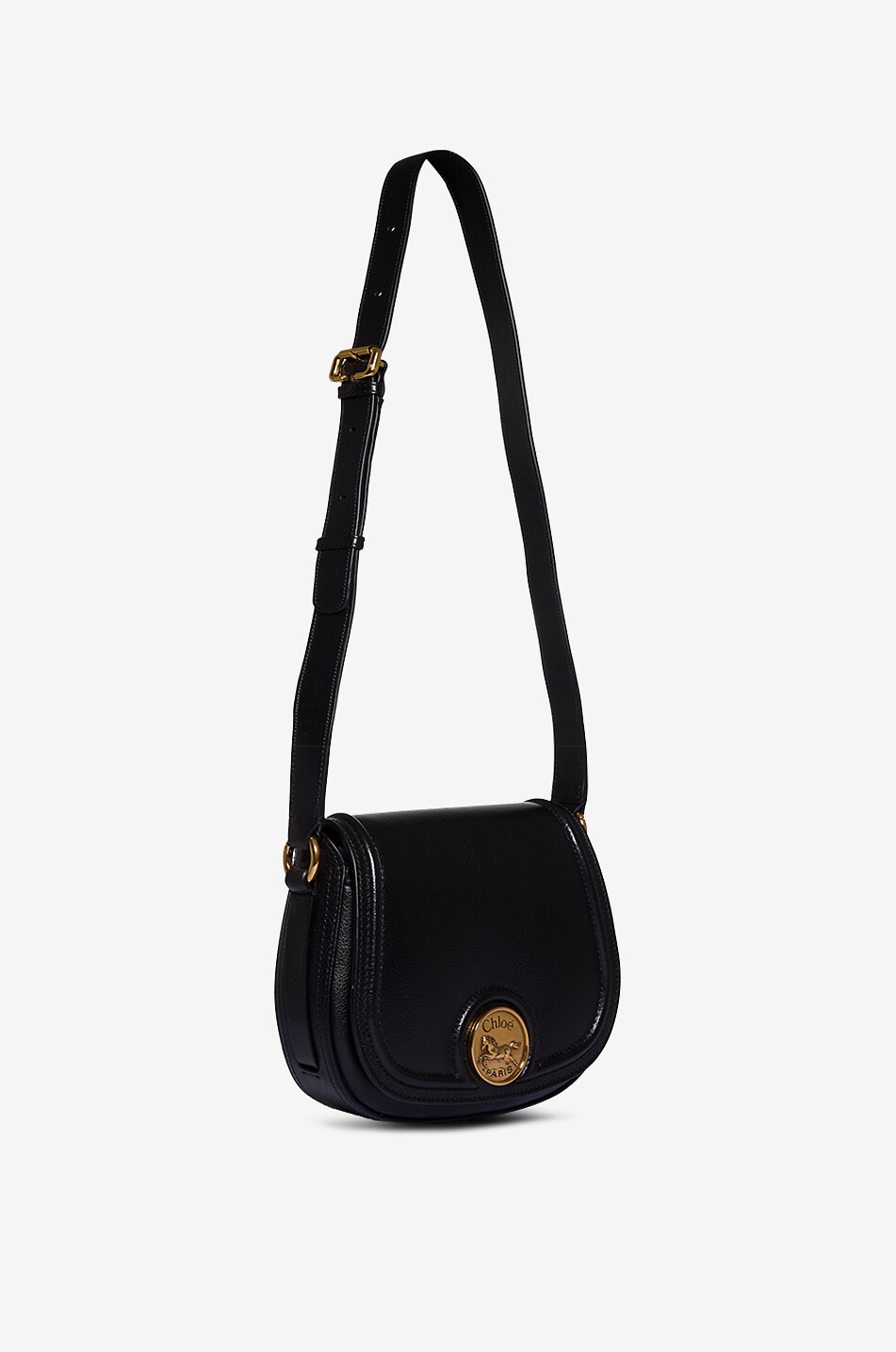 CHLOE Horse Medal Sadle bag in grained leather Women BLACK 2