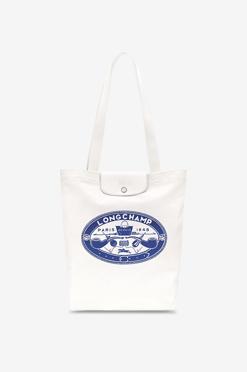 LONGCHAMP Sac cabas en toile imprimée Le Pliage Collection M Femme BLANC CASSE 1