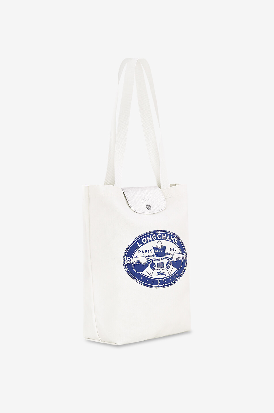 LONGCHAMP Sac cabas en toile imprimée Le Pliage Collection M Femme BLANC CASSE 2