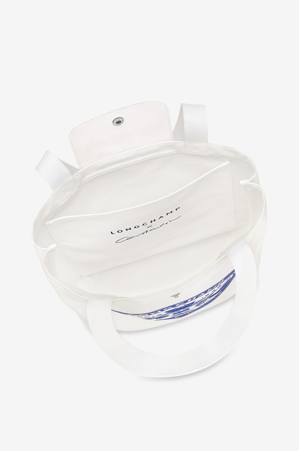 LONGCHAMP Sac cabas en toile imprimée Le Pliage Collection M Femme BLANC CASSE 5