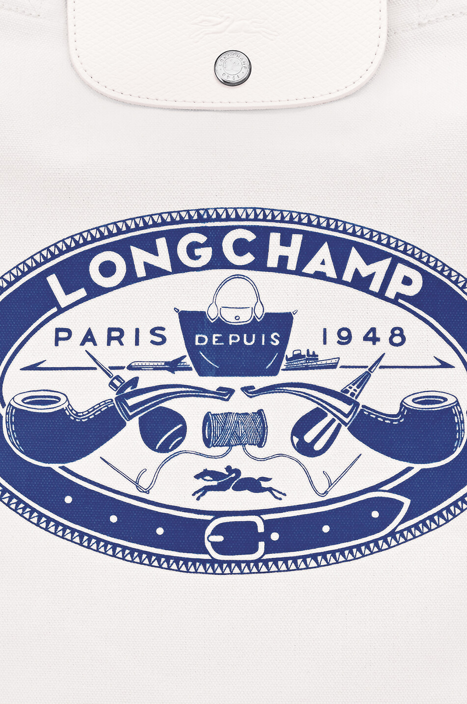 LONGCHAMP Sac cabas en toile imprimée Le Pliage Collection M Femme BLANC CASSE 6