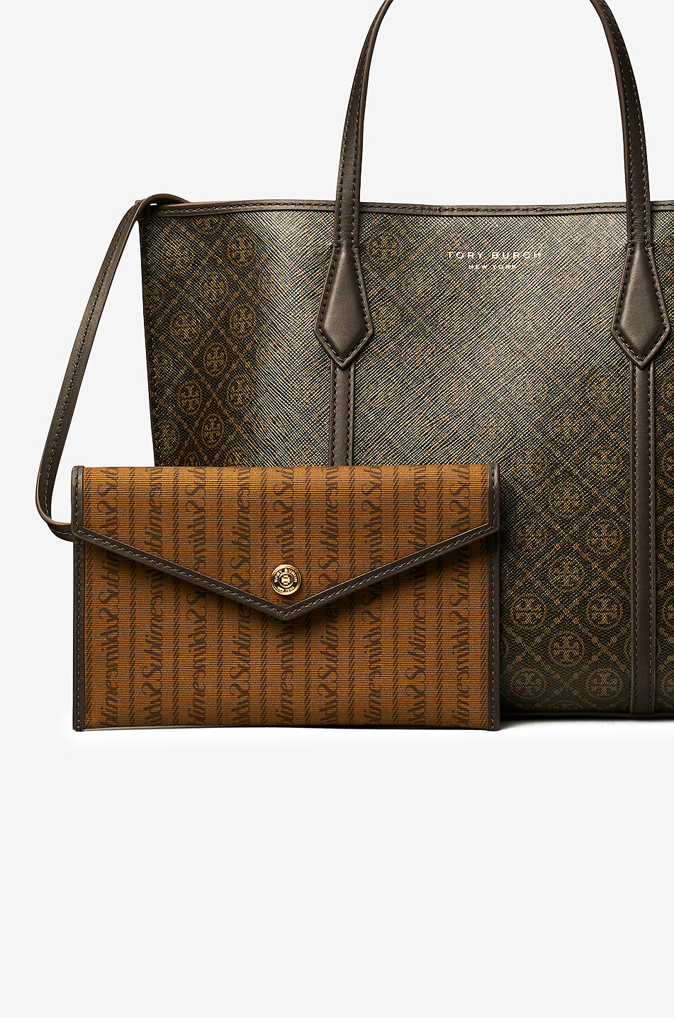 TORY BURCH Perry small canvas tote bag Women BROWN 3