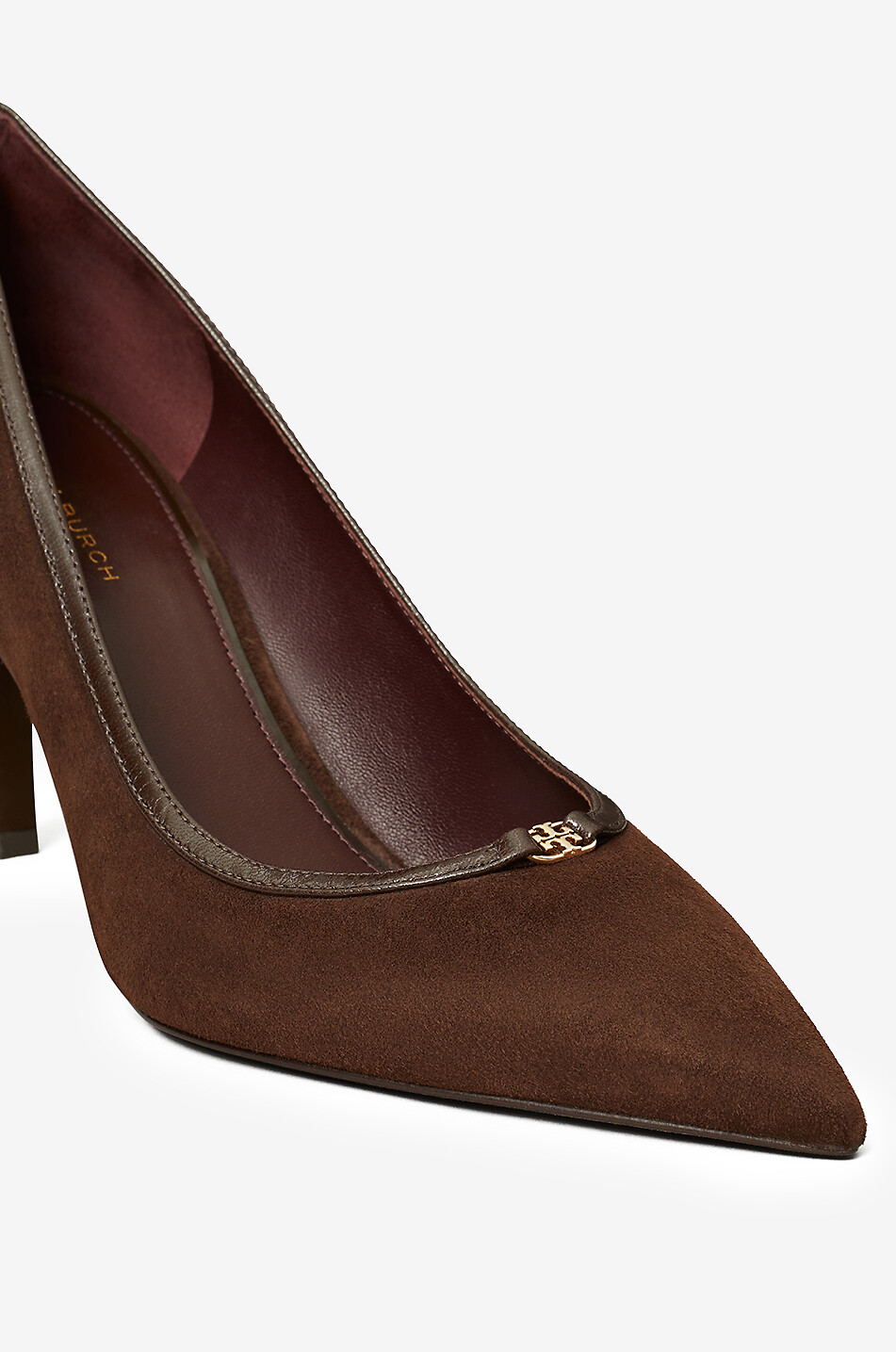 Escarpins en daim Double T 80 - TORY BURCH - MARRON FONCÉ - Bongénie