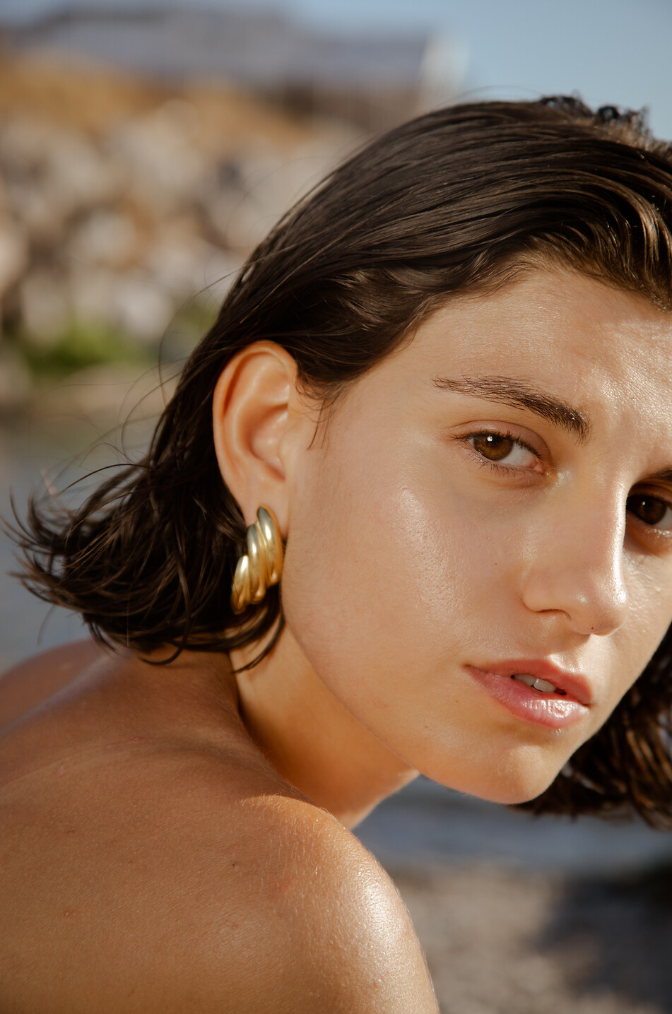 YSSO Clous d'oreilles dorés Kombos Femme DORE 2