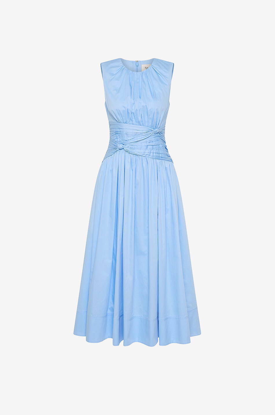 Agatha Knot Waist sleeveless poplin midi dress