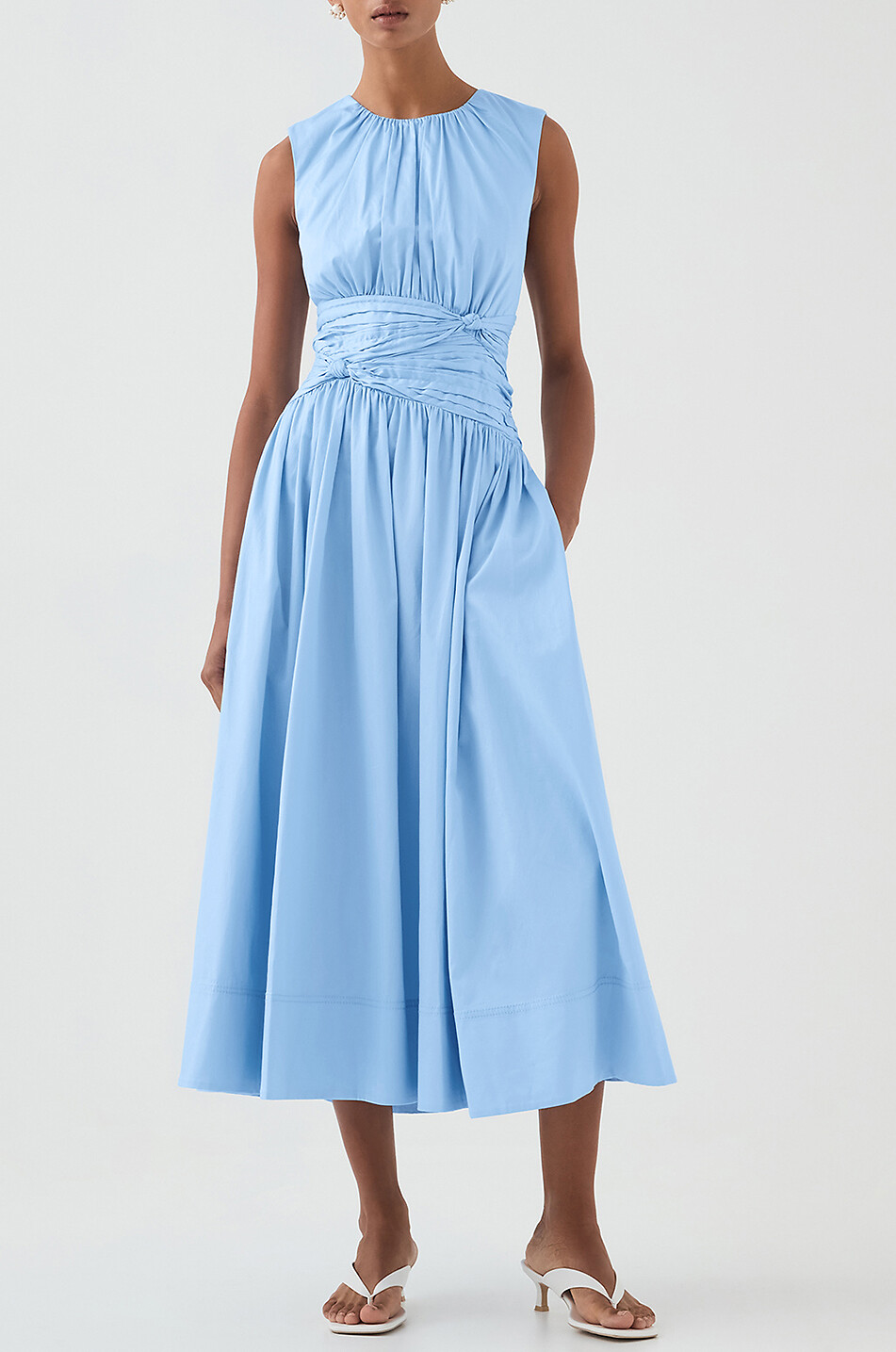 AJE Agatha Knot Waist sleeveless poplin midi dress Women LIGHT BLUE 2