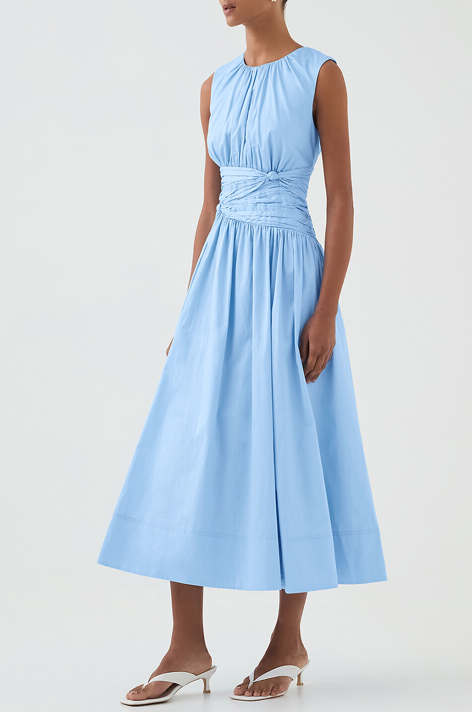 AJE Agatha Knot Waist sleeveless poplin midi dress Women LIGHT BLUE 4