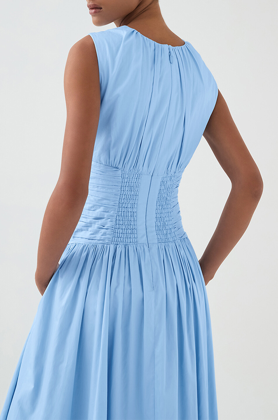 AJE Agatha Knot Waist sleeveless poplin midi dress Women LIGHT BLUE 5