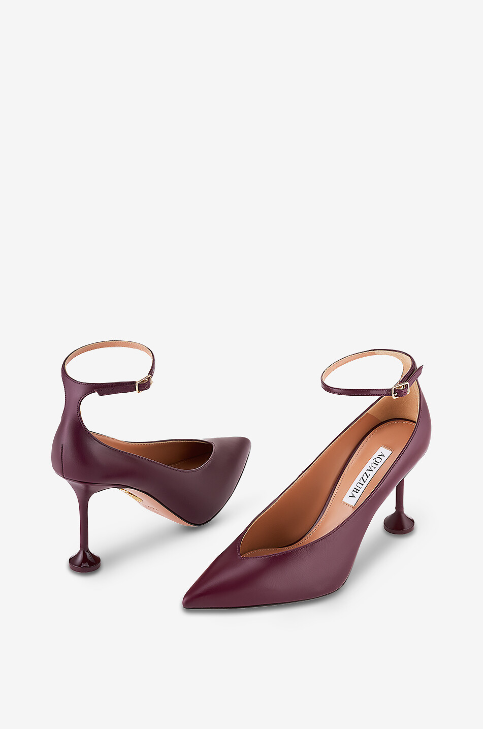 AQUAZZURA Strong smooth leather stiletto heels Women DARK RED 4