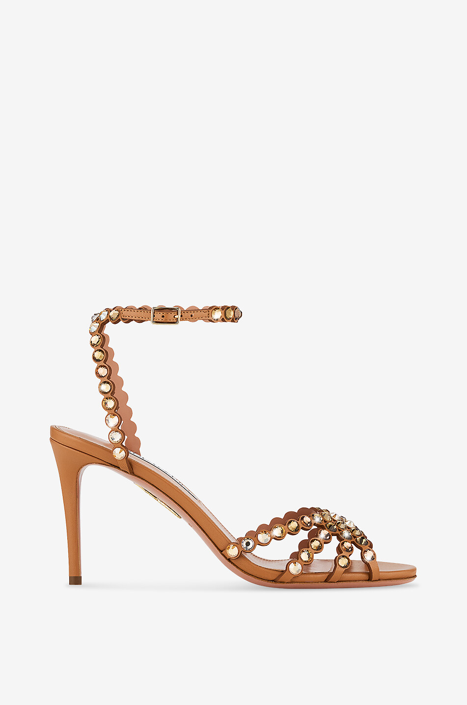 AQUAZZURA Sandales en cuir nappa et cristaux Tequila 85 Femme Beige Foncé 2