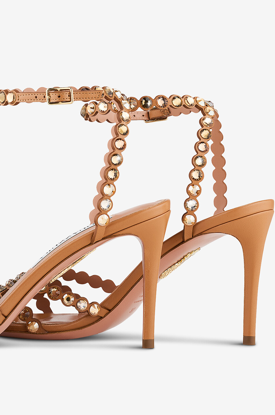 AQUAZZURA Sandales en cuir nappa et cristaux Tequila 85 Femme Beige Foncé 4