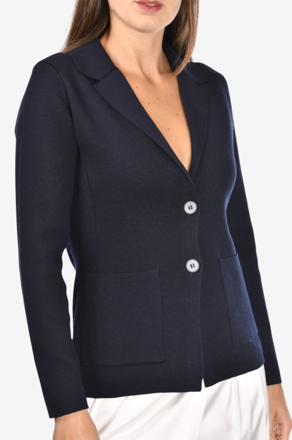 GRAN SASSO Cardigan ajusté à col revers Femme BLEU FONCE 6