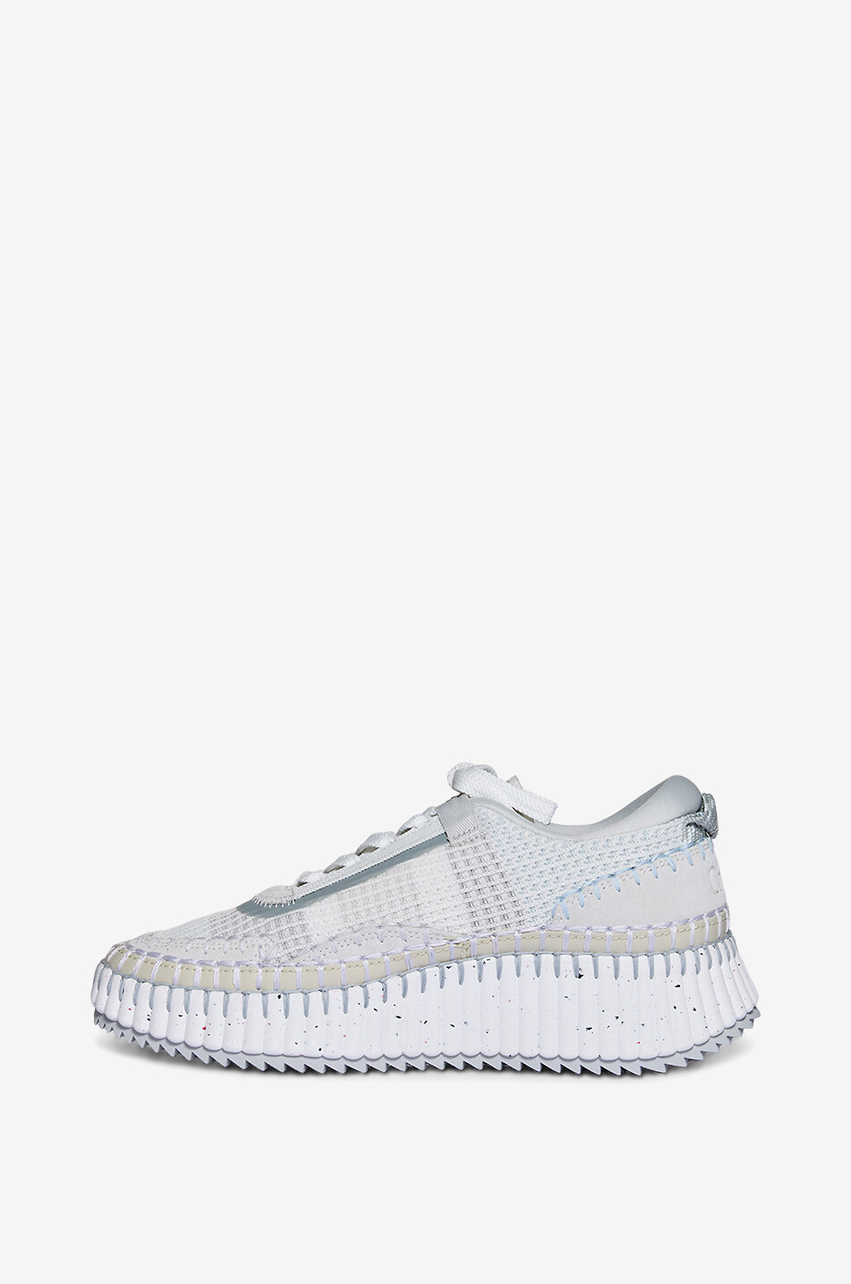 CHLOE Baskets basses à lacets en mesh éco-responsable Nama Femme GRIS 3