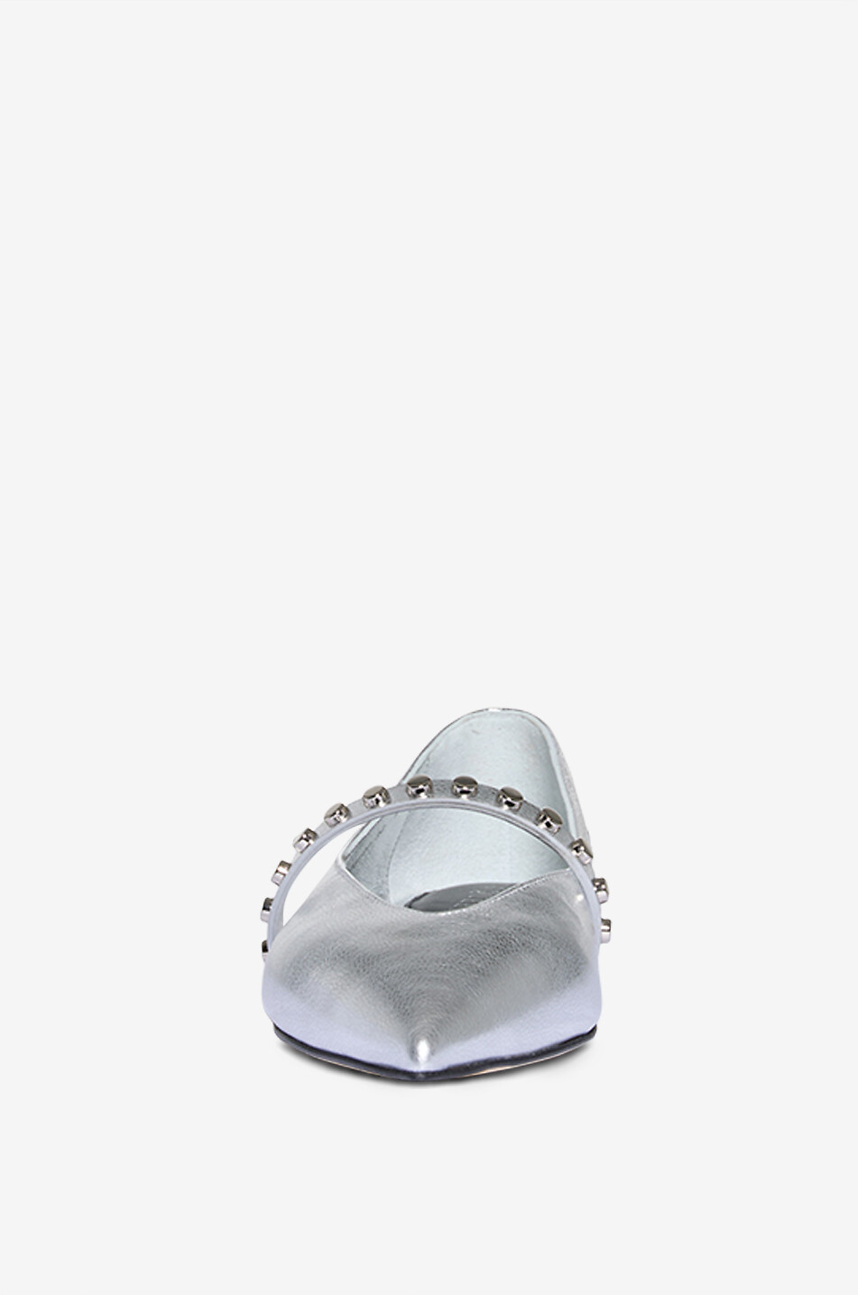 ALEXANDER McQUEEN Revel 5 studded metallic leather Mary Jane flats Women SILVER 2