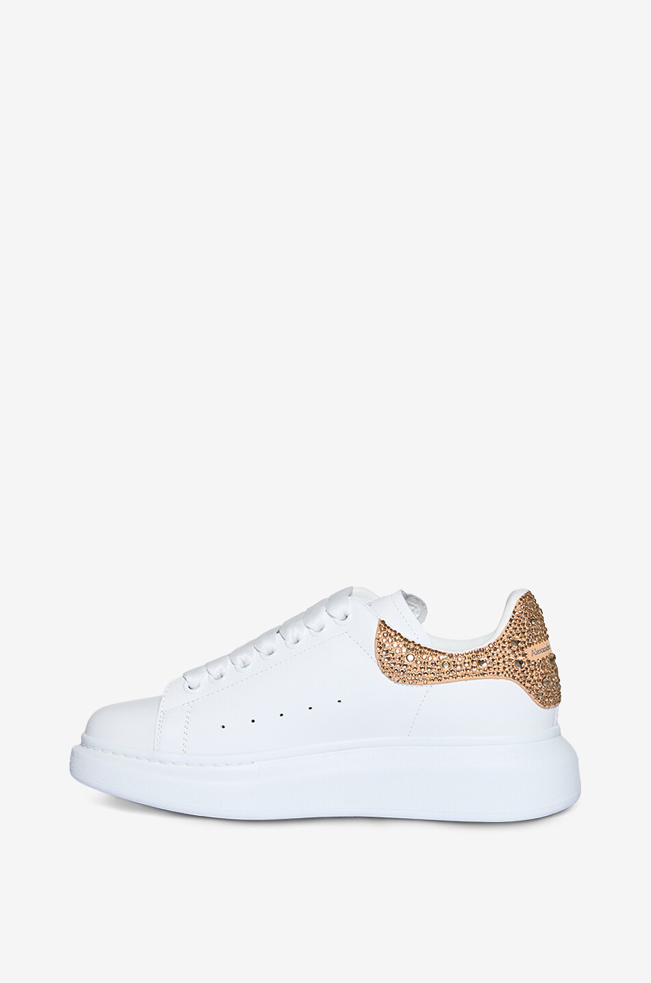 ALEXANDER McQUEEN Oversized crystal-clad low-top smooth leather sneakers Women WHITE 3