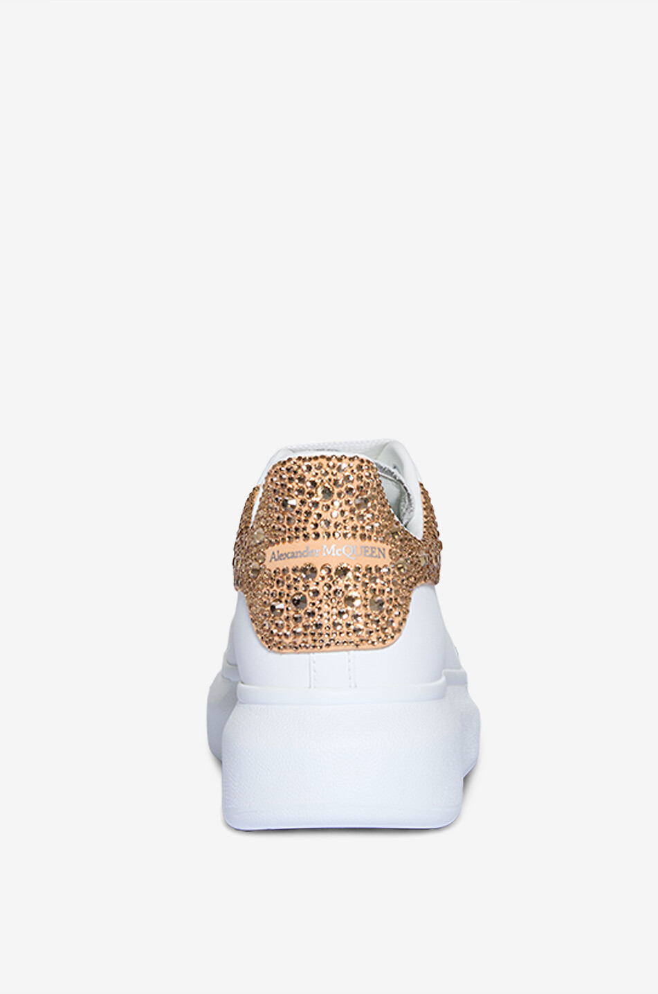 ALEXANDER McQUEEN Oversized crystal-clad low-top smooth leather sneakers Women WHITE 4