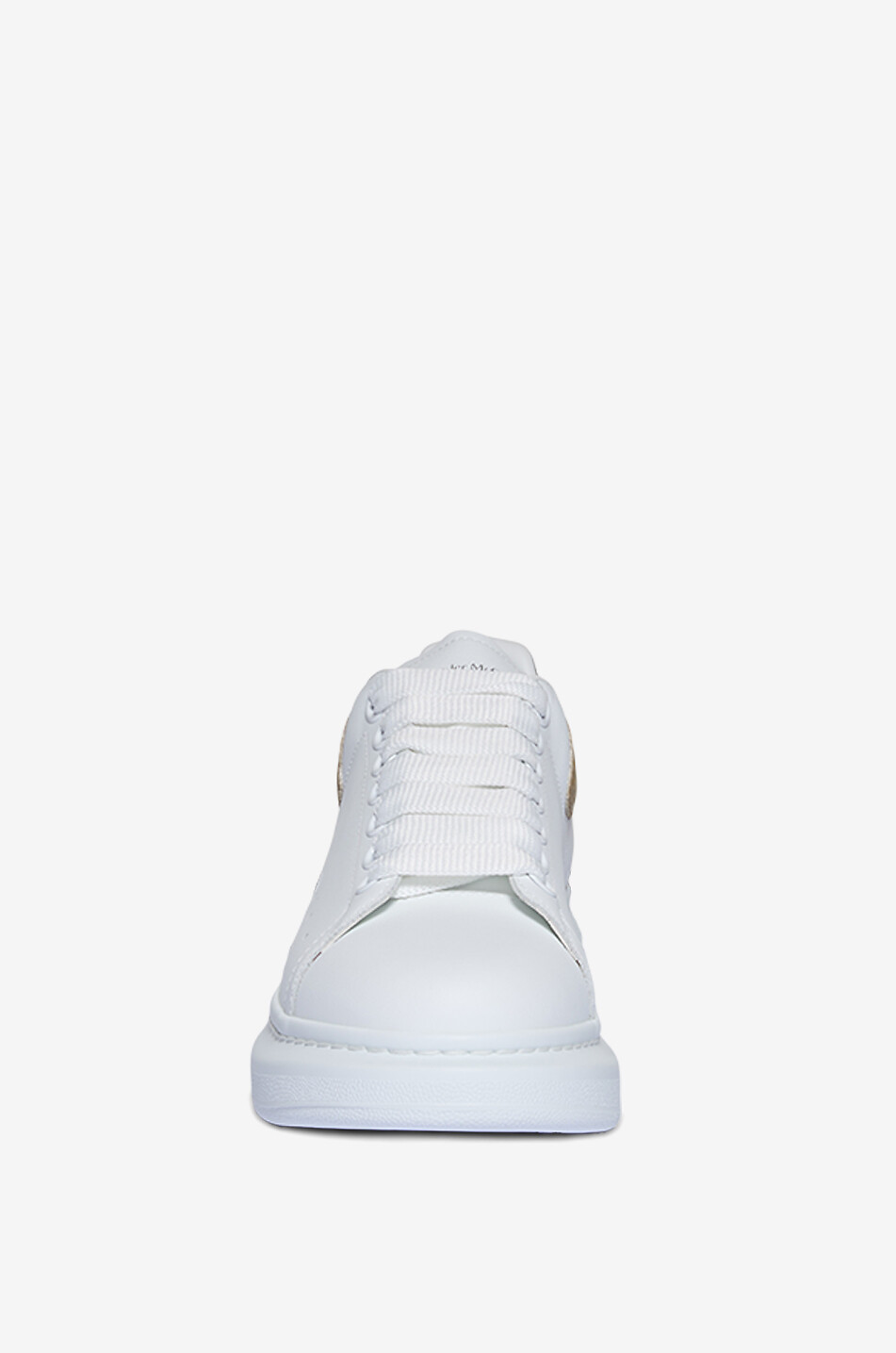 ALEXANDER McQUEEN Baskets en cuir lisse et cuir effet python Oversized Femme BLANC 2
