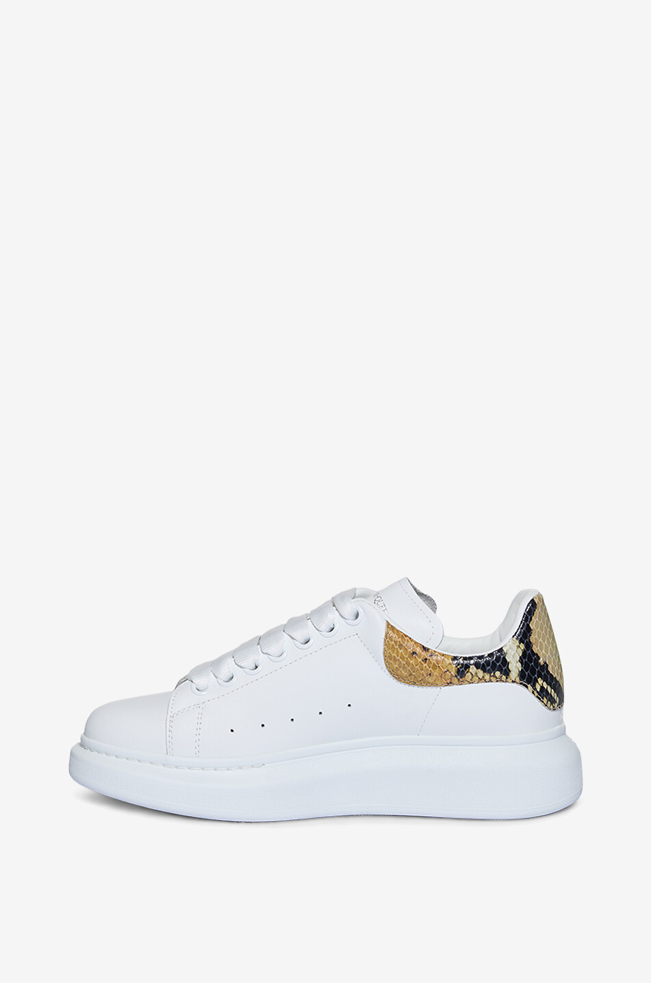 ALEXANDER McQUEEN Baskets en cuir lisse et cuir effet python Oversized Femme BLANC 3