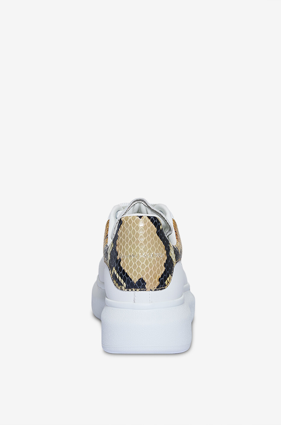 ALEXANDER McQUEEN Baskets en cuir lisse et cuir effet python Oversized Femme BLANC 4
