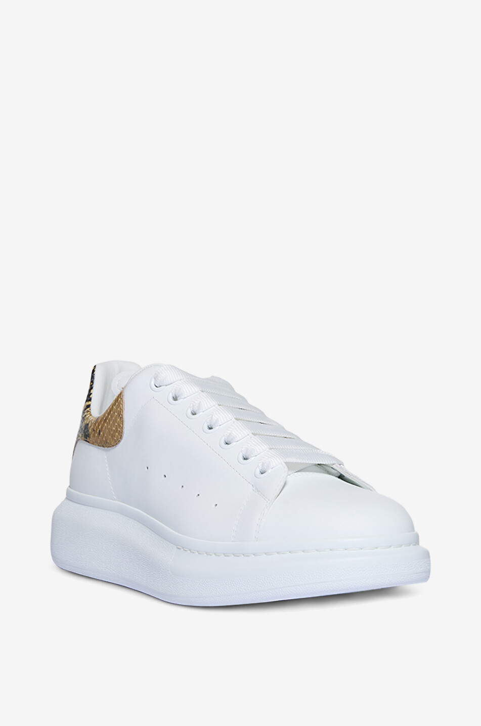 ALEXANDER McQUEEN Glattleder-Sneakers mit Leder in Python-Optik Oversized Herren WEISS 1