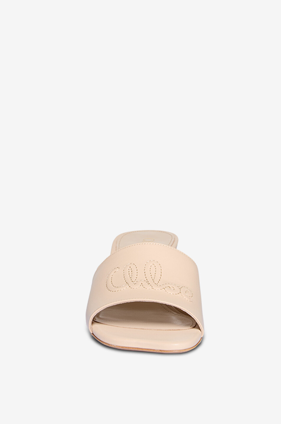 CHLOE Mules à talon en cuir nappa Chloé Soleil 55 Femme BLANC CASSE 2