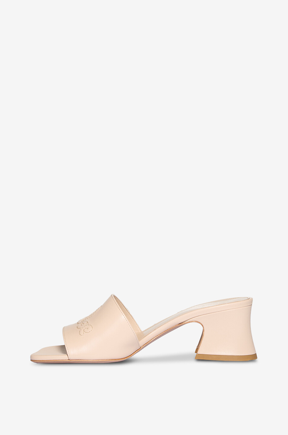 CHLOE Mules à talon en cuir nappa Chloé Soleil 55 Femme BLANC CASSE 3