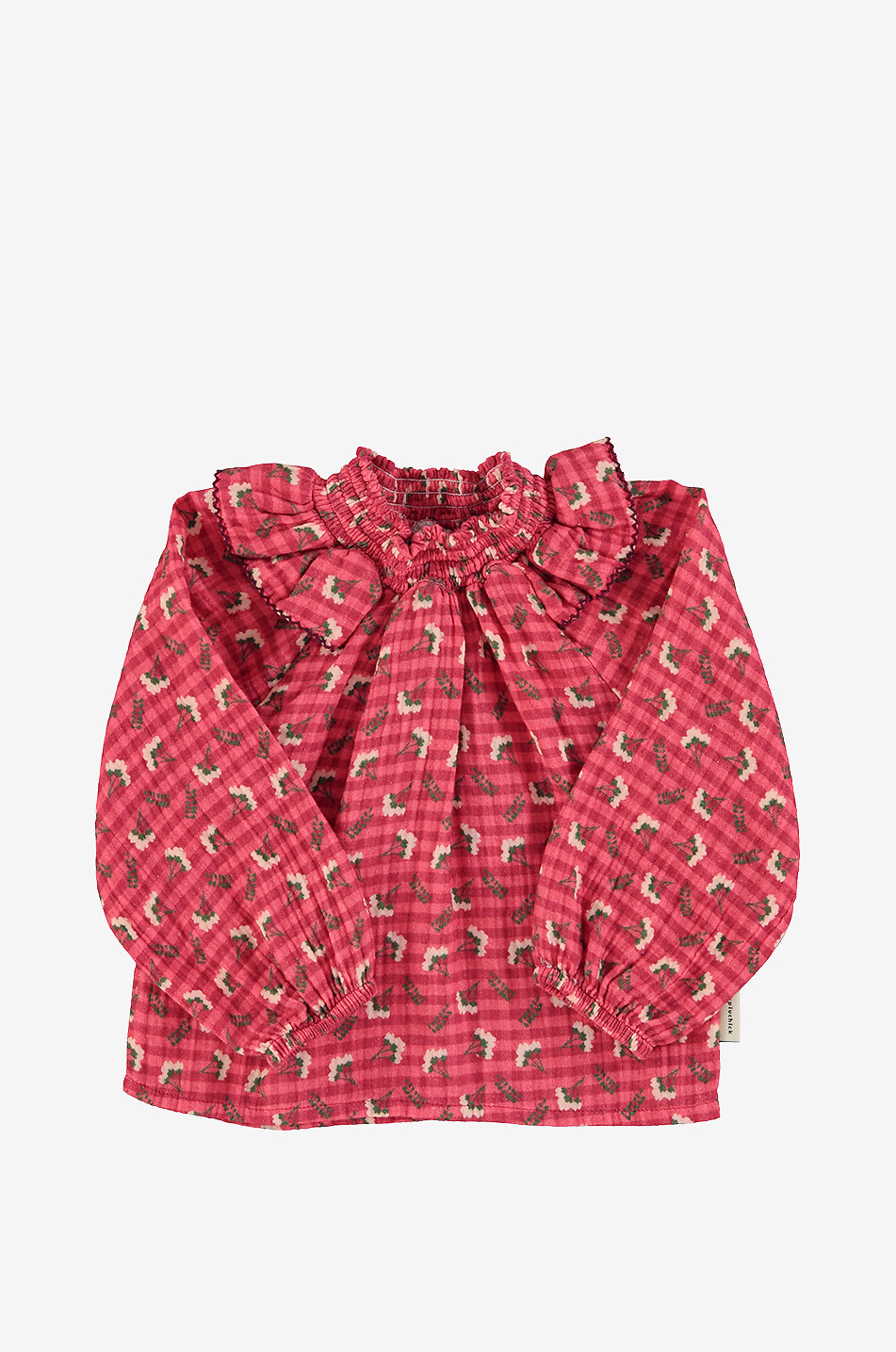 PIUPIUCHICK Ruffled girls' cotton gauze blouse Girl DARK PINK 1