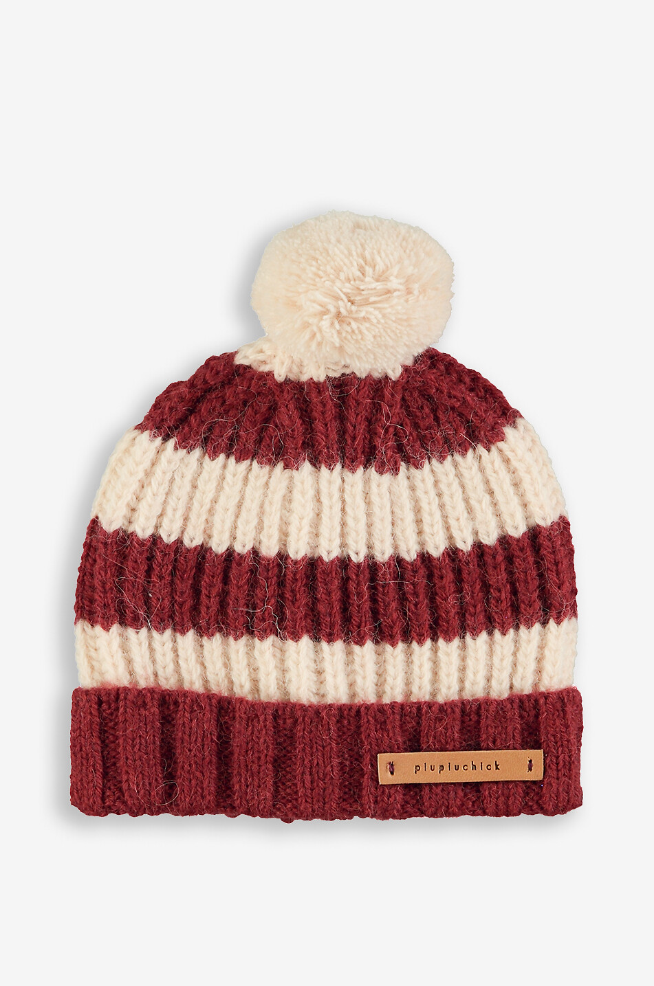 PIUPIUCHICK Bonnet côtelé rayé en alpaga enfant Unisexe ROUGE FONCÉ 1