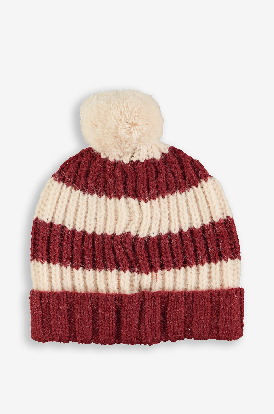 PIUPIUCHICK Bonnet côtelé rayé en alpaga enfant Unisexe ROUGE FONCÉ 2