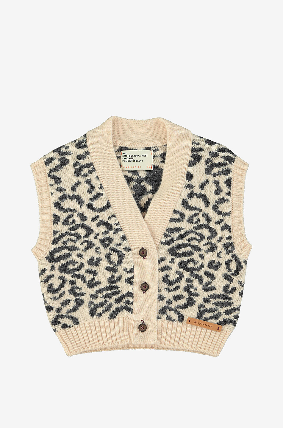 Gilet en maille jacquard léopard fille