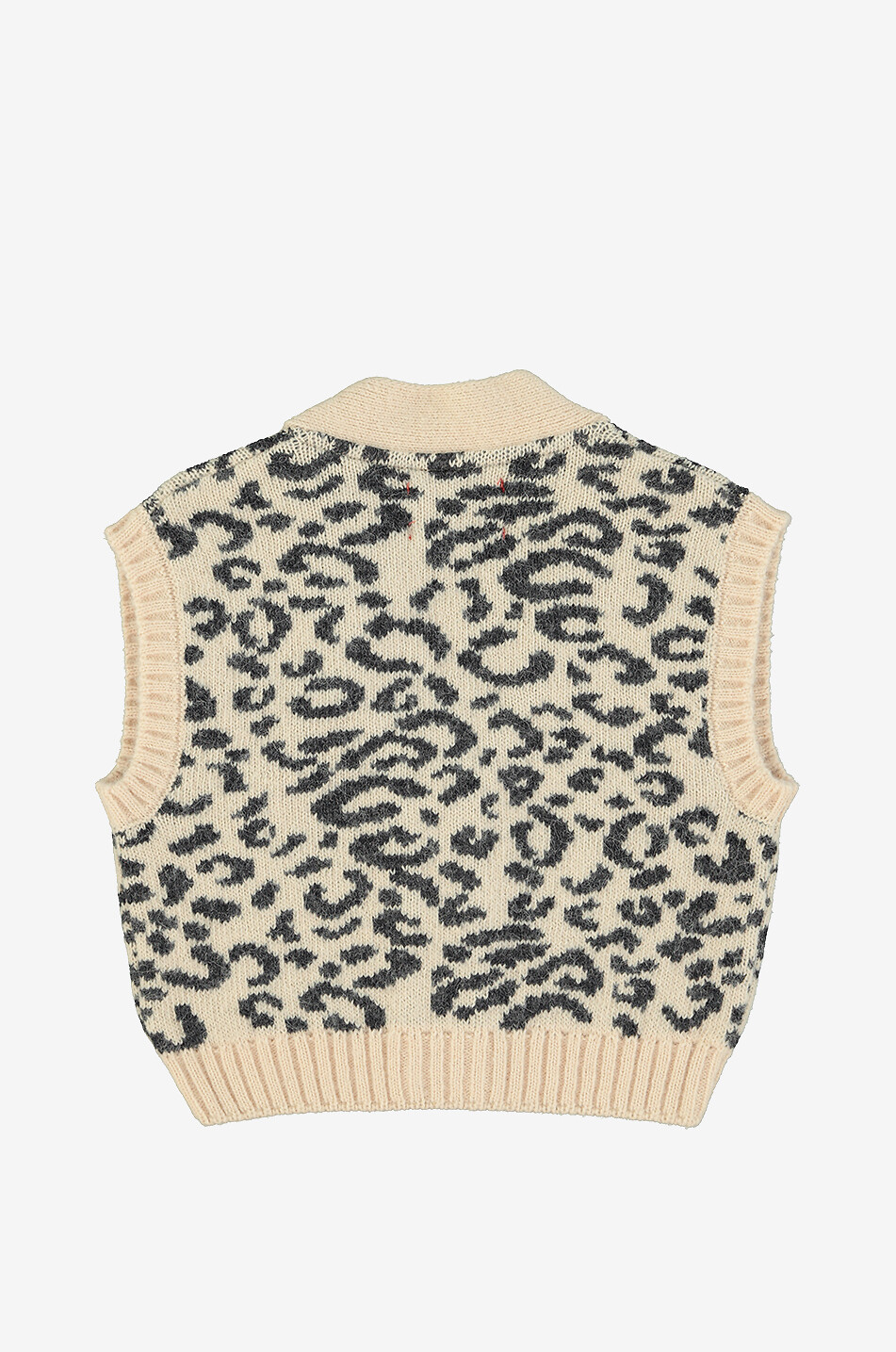 PIUPIUCHICK Gilet en maille jacquard léopard fille Unisexe BLANC CASSE 2
