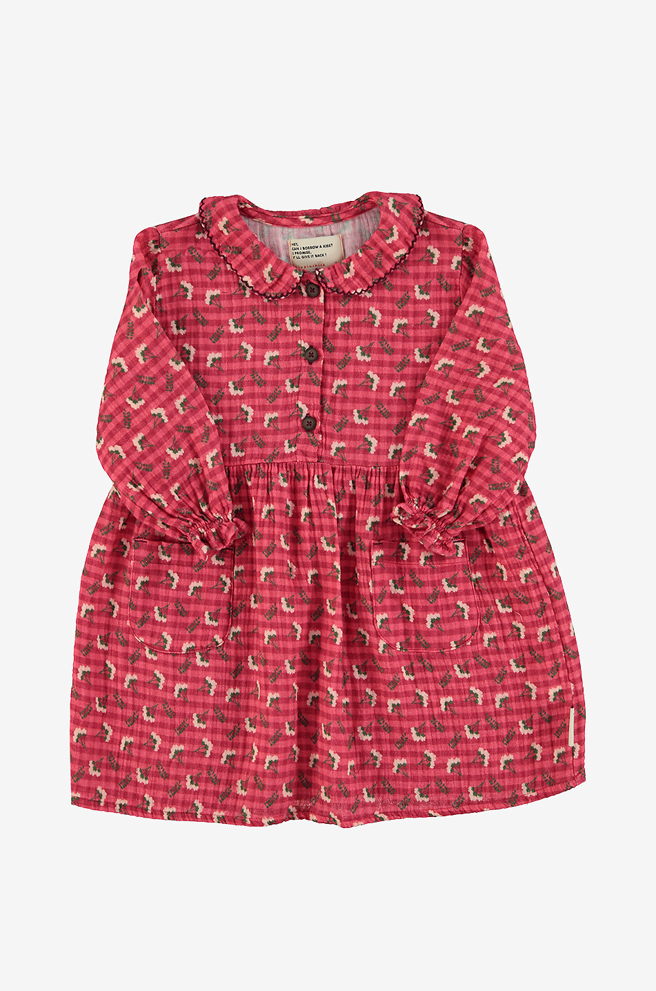 Cotton gauze girls' shirt dress