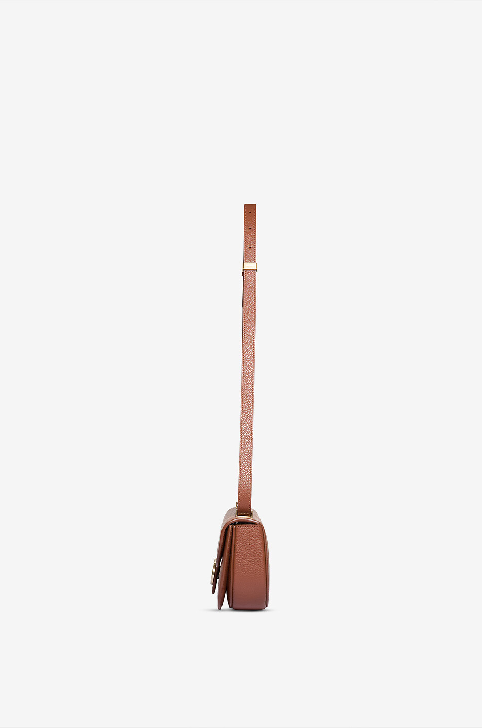 SALVATORE FERRAGAMO Sac baguette en cuir grainé Double Gancini Mini Femme COGNAC 4
